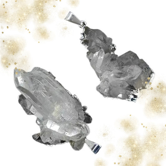 Colgante Drusa Cuarzo Blanco con baño de plata